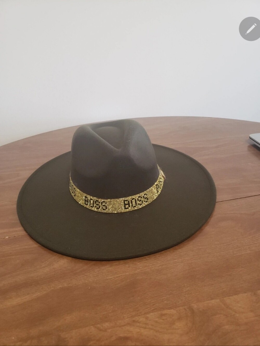 Boss  OLIVE GREEN Wide-Brim Hat with Gold Logo Band